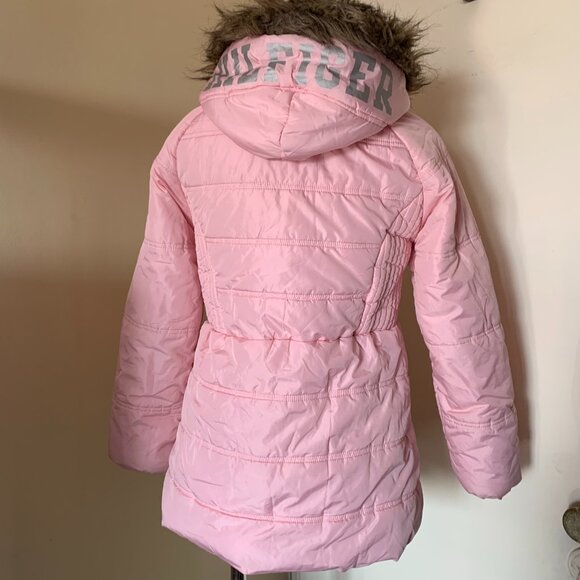 TOMMY HILFIGER PINK HOODED PARKA JACKET SIZE L 14/16 100% POLYESTER - Picture 9 of 14